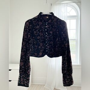 Rare Free People Floral Velvet Blazer Medium